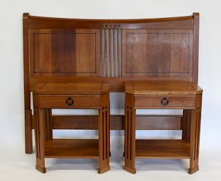 E.J. Stickley Audi Bed And Side Chests.
