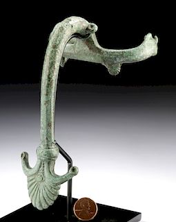 Roman Bronze Handle with Boar Terminals