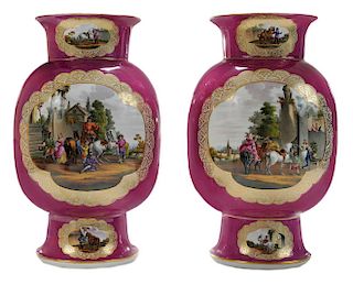 Pair of Large Gilt and Hand-Painted