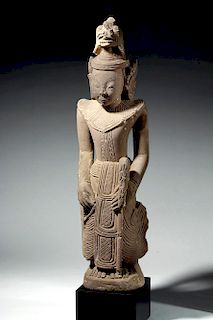 17th C. Burmese Sandstone Carving of Nat - Shindaw