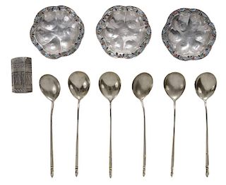 Ten Pieces Russian and Persian Silver