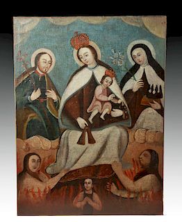 19th C Mexican Painting - Mary, St John, St Teresa