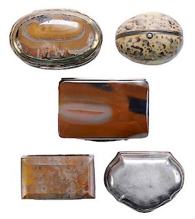 Five Silver and Stone Boxes