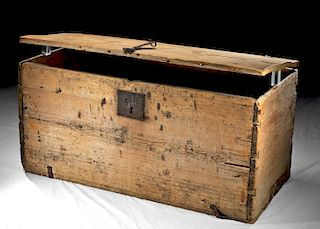 Large 18th C. New Mexican Wood & Iron Chest