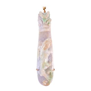 Antique Chinese Jade and 14K Pendant