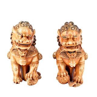 Chinese Carved Ivory Buddhist Lions