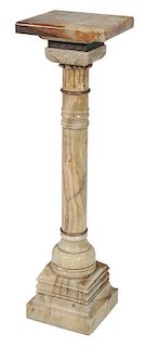 Figured Alabaster Column Form Pedestal