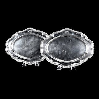 Pair of English Sterling Silver Oval Dishes