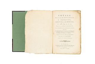 Stavorinus, Johan Splinter. Voyage par le Cap. de Bonne-Esperance a Batavia, a Bantam et au Bengale... Paris, 1798. 3 mapas plegados.