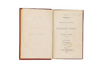Payno, Manuel. Memorias e Impresiones de un Viaje a Inglaterra y Escocia. México: Imprenta de Ignacio Cumplido, 1853.
