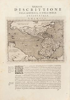 Magini, Giovanni - Porro, Girolamo. Descrittione della America o dell India Occidentale. Venecia,1597. Mapa grabado, 30.8 x 21.5 cm.