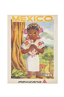 Mexicana de Aviación. Mazatlán - Puerto Vallarta - Yucatán - México. México, años 60´s. Posters a color, 95 x 70 cm. Piezas: 4.