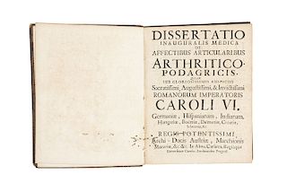 Geelhausen, Joannis Jacobi. Dissertatio Inauguralis Medica de Affectibus Articularibus Arthritico-Podagricis. Vetero-Pragae, 1727.