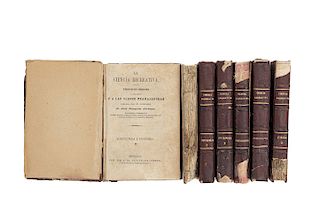 Arriaga, José J. La Ciencia Recreativa. Méx, 1873-89. Con litografías de Iriarte/Murguía, dibujados por J. M. Velasco y Garcés. Pzas: 7