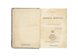 Boletín de la Sociedad Mexicana de Geografía y Estadística. México: Imprenta de Andrés Boix, 1858.