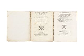 Solemnes Exequias en la Traslación del Cadáver del Obispo Don Felipe Bertran. México, 1791. Impresiones en Español y latín. Piezas: 2.