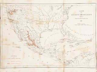 Guillemin Tarayre. Exploration Minéralogique des Régions Mexicaines. Paris: 1869. Un mapa "Carte des Régions Mexicaines", plegado.