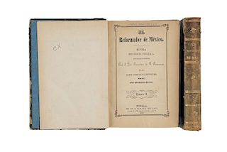 Ruanova, Francisco de Paula. El Reformador de México. Puebla: Tip. de B. Tamariz Mellado, 1874 - 1875. Tomo I: dos láminas. Piezas: 2.