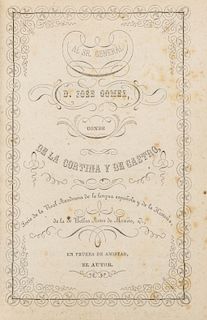 Zamacois, Niceto de. Los Misterios de México. México: Imprenta de Vicente, 1850 - 51. Poema Escrito en Variedad de Metros.