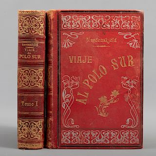 LOTE DE 2 LIBROS: Viaje al Polo Sur.Nordenskjöld, Otto.  Barcelona: Establecimiento Tipografico de la Casa Editorial Maucci, 1904.