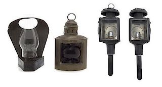 A Pair of American Carriage Lanterns, Height of pair 18 inches.