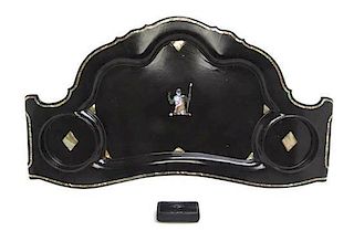 A Victorian Mother-of-Pearl Inlaid Papier Mache Butlers Tray, Width of tray 29 inches.