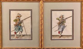 Two 18thc. Handcolored Engravings, British Cavaliers
