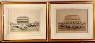 Two Prints Ascot and Derby Races After James Pollard