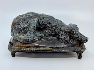 Bronze Figure of a Dog on Pillow