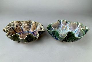 Two Modern Glazed Pottery Bowls