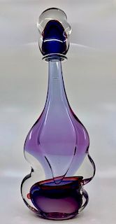 Large Luigi Mellara Art Glass Stoppered Bottle
