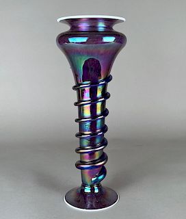 Lewis Olson Iridescent Art Glass Vase