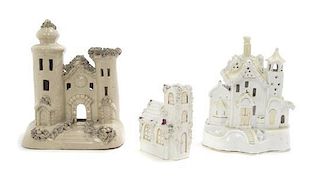 Three English Ceramic Cottages, Height of tallest 7 1/2 inches.