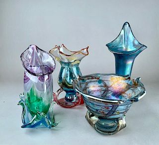 Four Modern Studio Glass Vases
