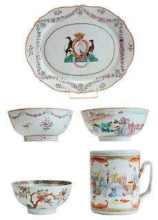 Five Pieces Chinese Export Porcelain