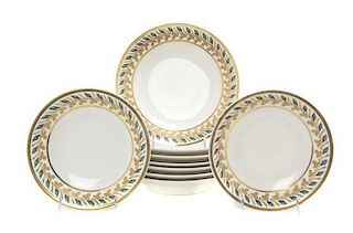 A Continental Porcelain Partial Dessert Service, Diameter of plates 9 1/4 inches.
