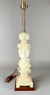 A Carved Alabaster Lamp Base