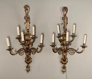 Pair of Louis XVIth Style Gilt Bronze Wall Sconces