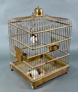 Large Antique Brass Bird Cage, 19thc.