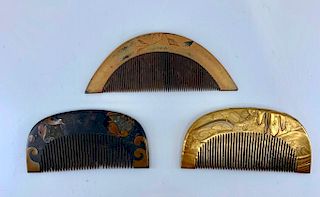 Three Japanese Lacquer Hair Combs