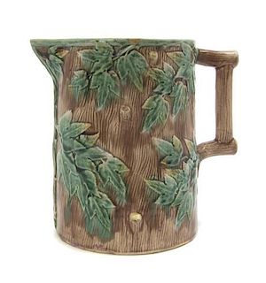 A Majolica Pitcher, Height 7 1/2 inches.