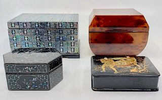 Four Assorted Lacquer Boxes