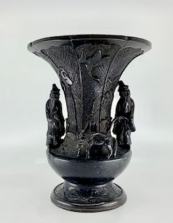 Chinese Figural Bronze Vase, 19th/20thc.
