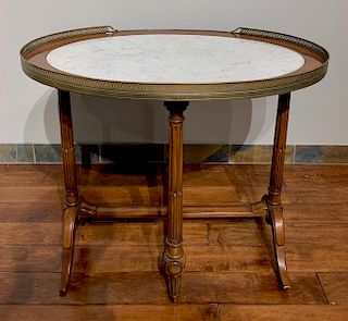 A French Transitional Style Marble Top Table, Modern