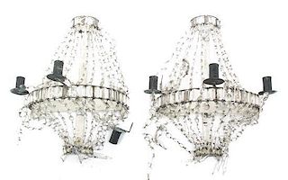 A Pair of Regency Style Three-Light Sconces, Height 17 1/4 inches.