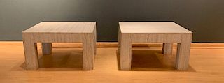 Pair of Travertine Marble End Tables
