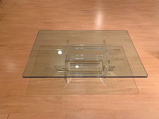 Modern Glass and Lucite Coffee Table