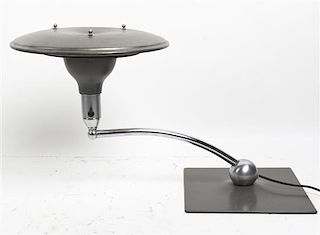 A Pair of Modernist Aluminium Table Lamps, Height 13 1/2 inches.