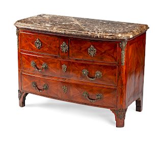 A Regence Bronze Mounted Marquetry Commode