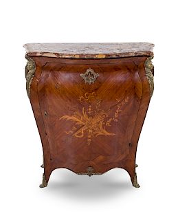 A Louis XV Style Gilt Bronze Mounted Marquetry Cabinet